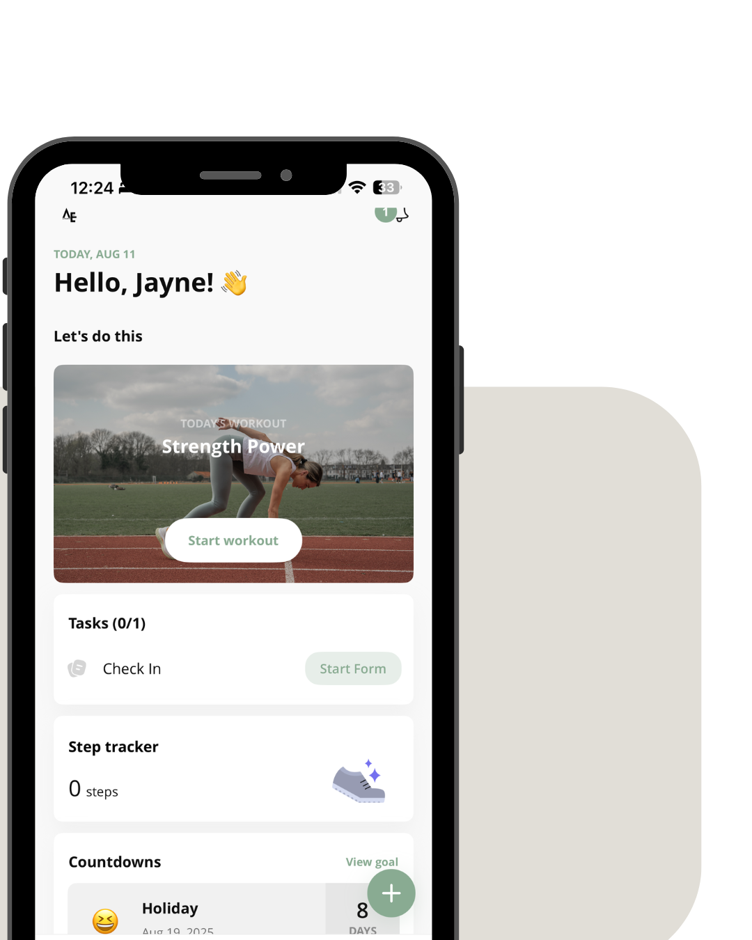Overview view of the coaching app